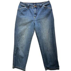 Sonoma Life + Style Women's Cropped Denim Jeans Stretch Size 14P Blue Mid Wash